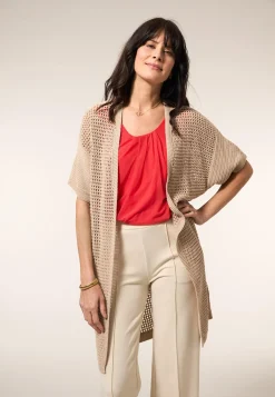 Best Miss Etam Vest korte mouw ajour zand Light sand