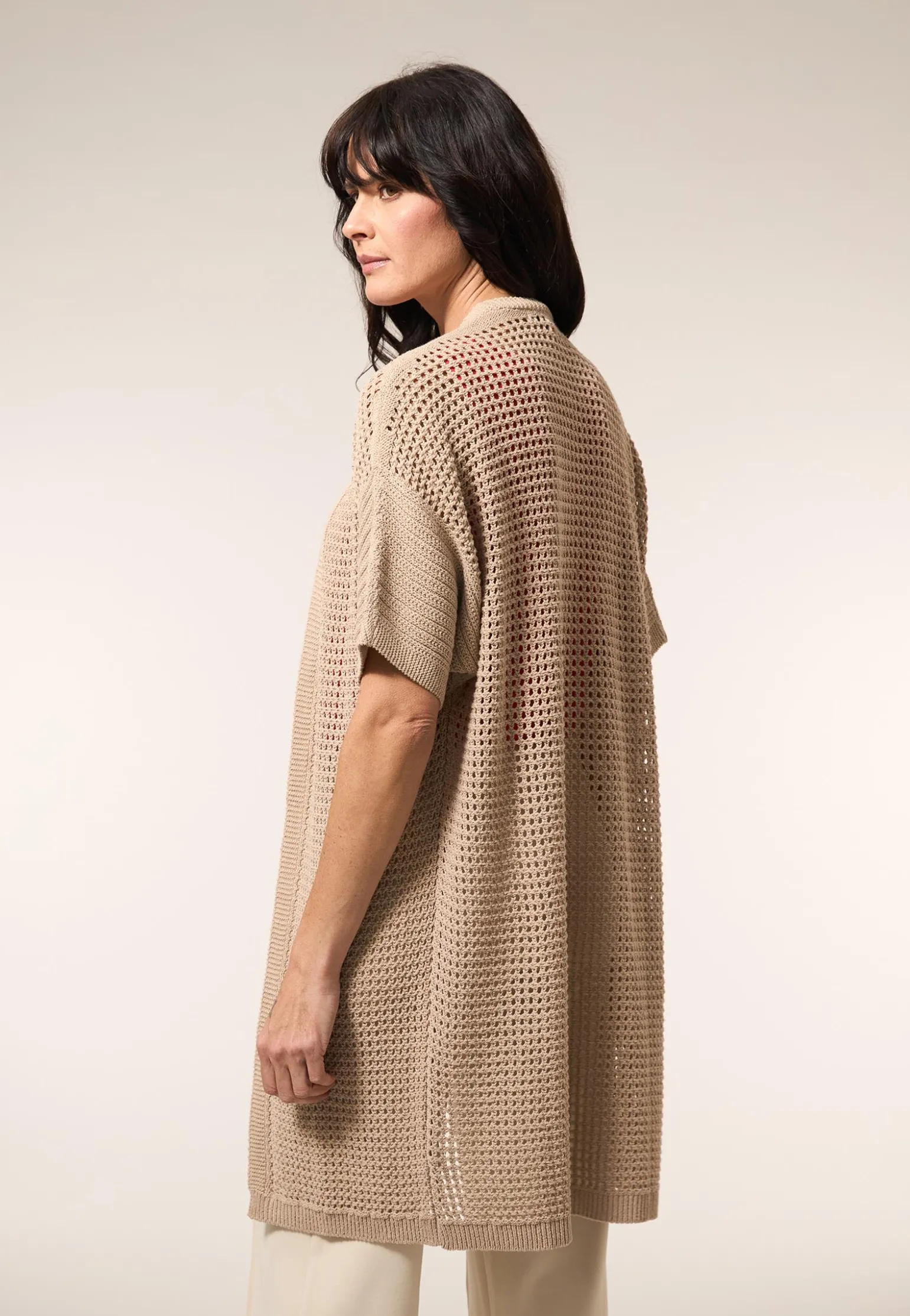 Best Miss Etam Vest korte mouw ajour zand Light sand