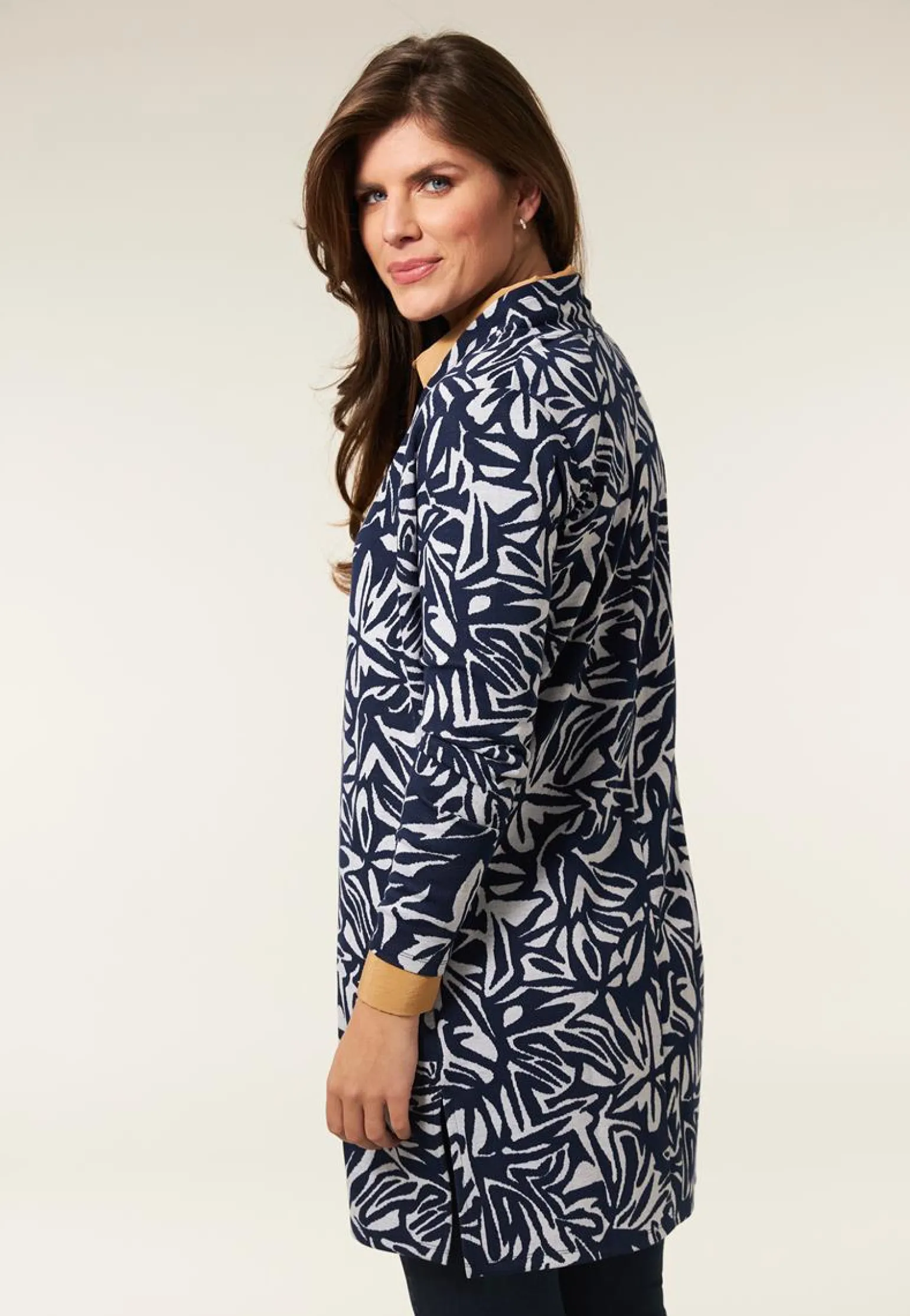 Outlet Miss Etam Vest print blauw Multi donker blue