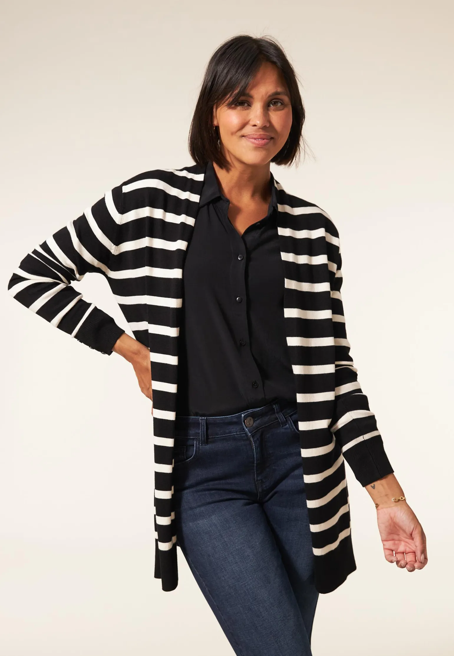 Sale Miss Etam Vest streep zwart Multi zwart